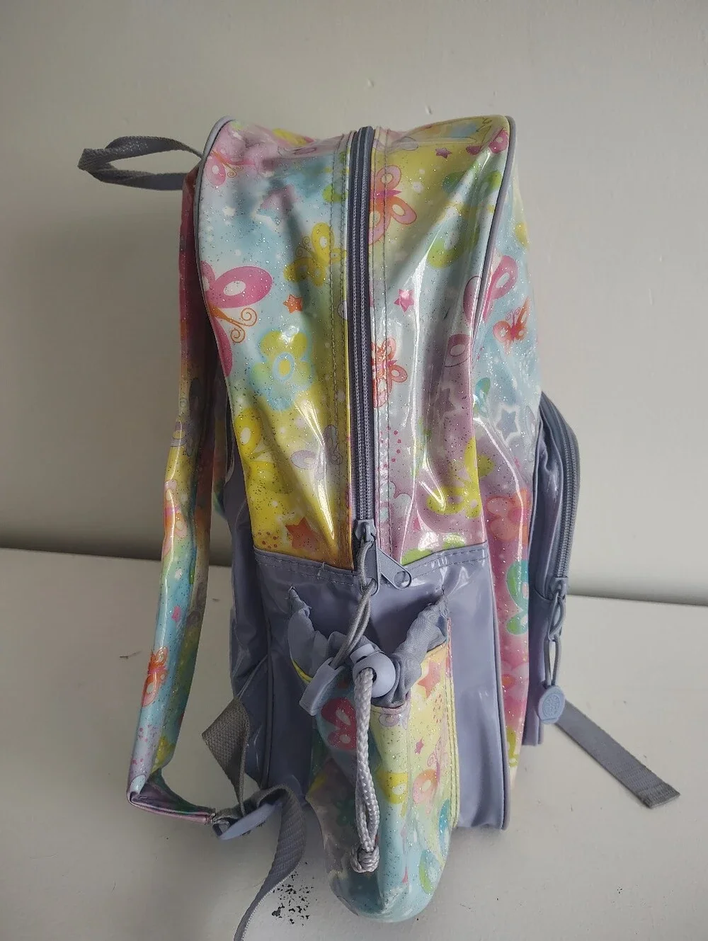 Vintage Lisa Frank Angel Kitty Backpack Glitter Rainbow Y2K